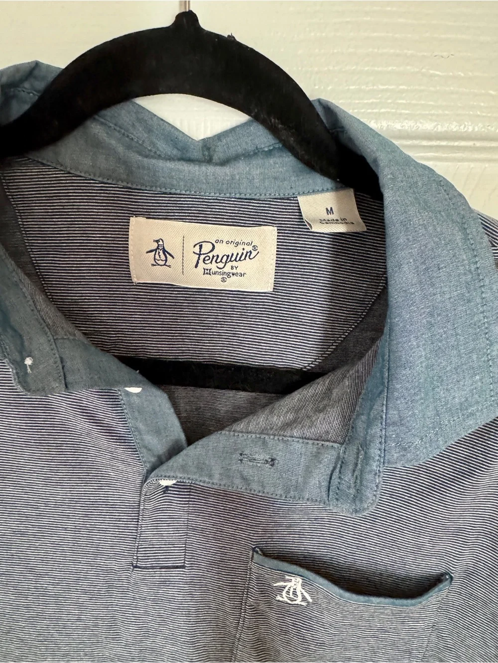 Original Penguin Men's Slate Blue Contrast-Collar Polo